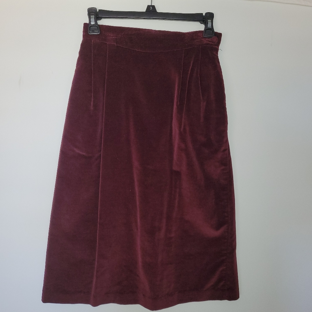 VTG Velvet Skirt Size 7 Burgandy Dark Academia Whimsigoth Holiday
